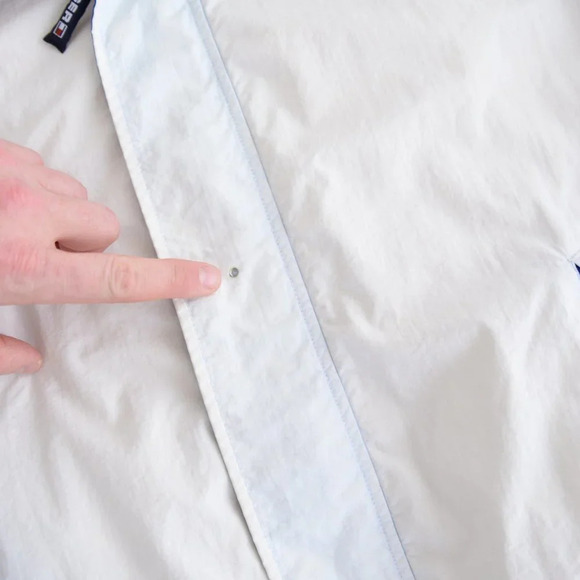 Vintage Y2K Tommy Hilfiger White Full Zip Windbreaker w Hidden Hood Size  Large - Picture 6 of 15